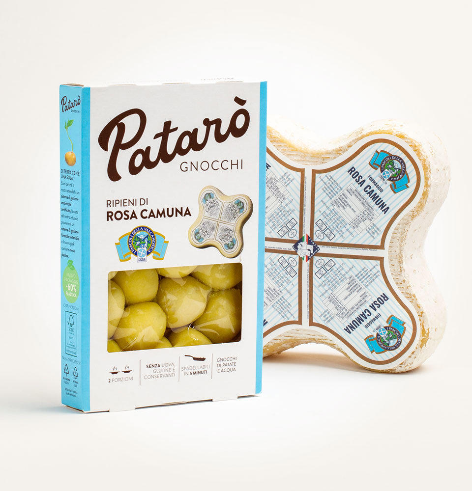 gnocchi di solo patate e acqua ripieni di rosa camuna patarò