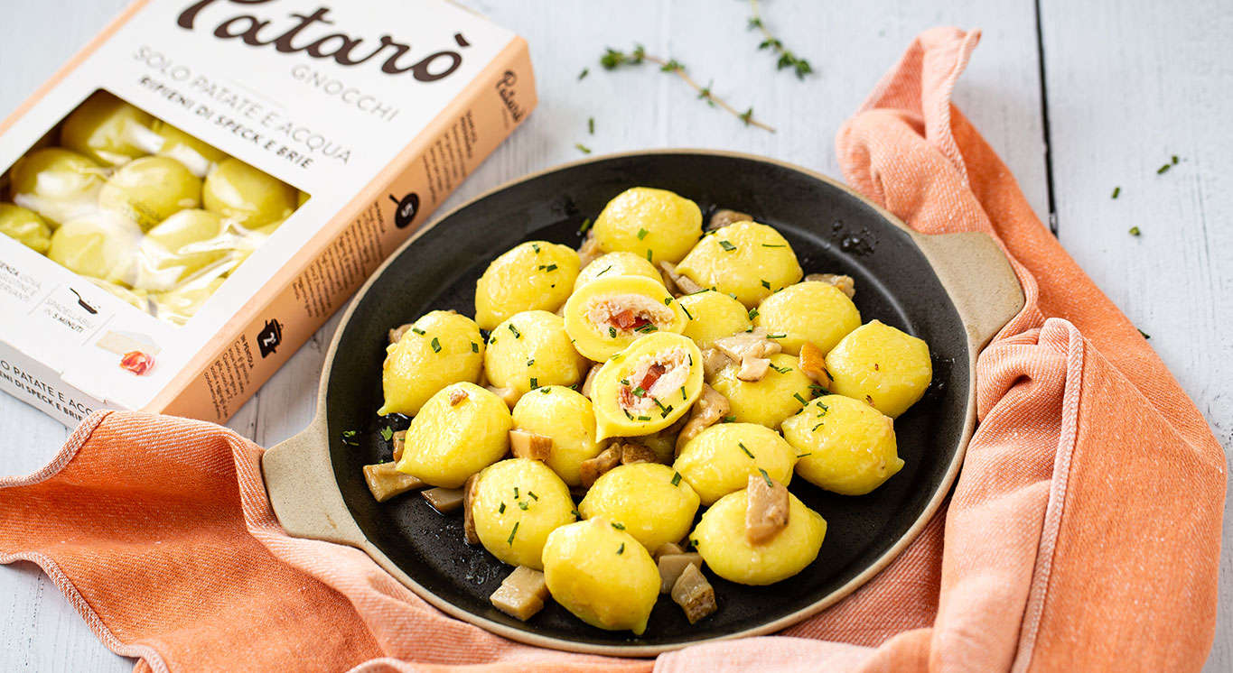 gnocchi ripieni speck brie con funghi timo