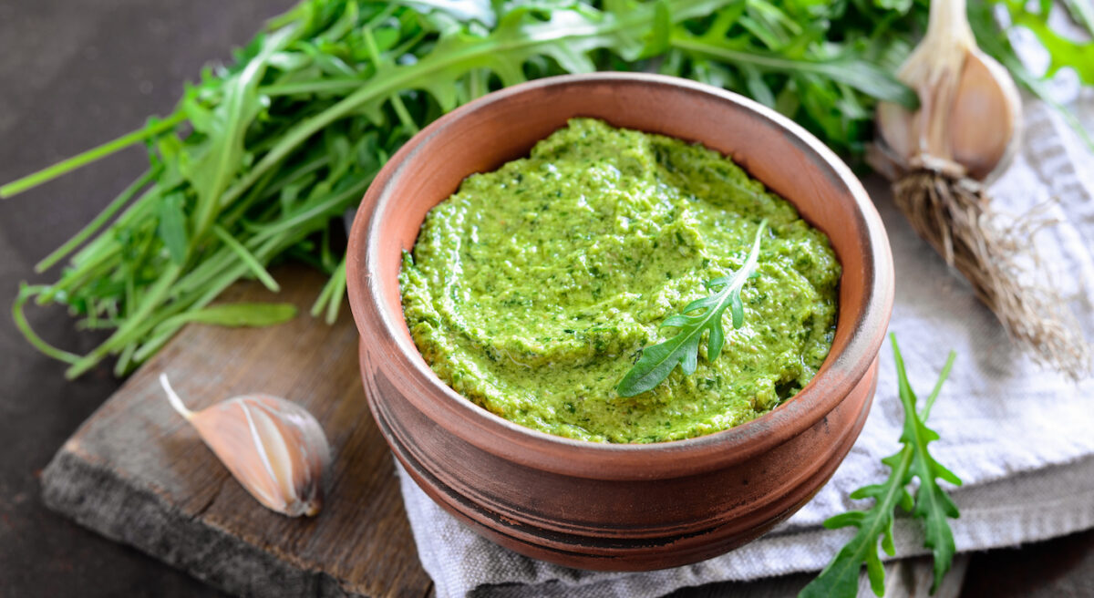 gnocchi di patate dolci con pesto di rucola